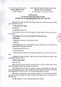 Thông báo về việc tuyển dụng Hợp đồng lao động tại Bệnh viện Da liễu thành phố Đà Nẵng quý I năm 2021