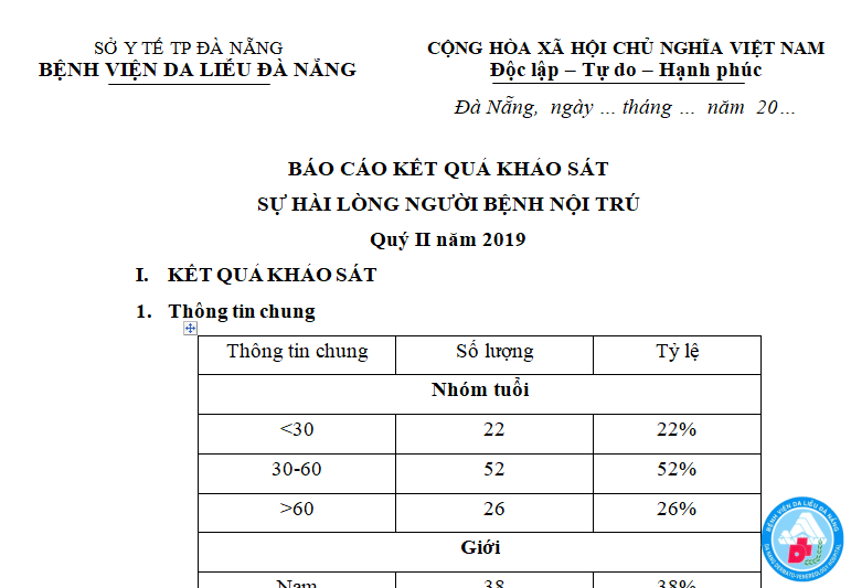 Khảo sát hài lòng người bệnh Quý II năm 2019