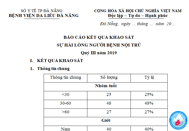 Khảo sát hài lòng người bệnh Quý III năm 2019